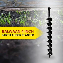 Balwaan Krishi Balwaan PT-4D 4-Inch Double Spiral Earth Auger Planter | Heavy-Duty Double Spiral Auger Drilling Attachment For Soil Digging & Planting | Agricultural & Gardening Auger Accessory For Tree, Sapling & Post Hole Preparation | Mtak-Ac-Ea-5517