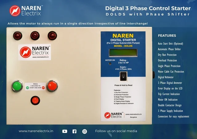 NAREN Electrix l Control starters l 3 Phase l Digital l DOLDS with Phase Shifter - SKU - 47626162 - 1 to 5HP