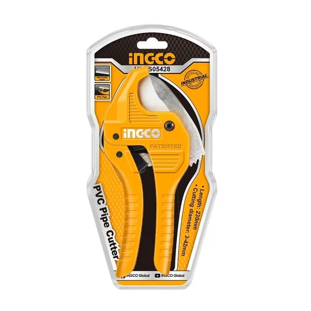 INGCO HPCS05428 203mm PVC Pipe Cutter | 3-42mm Cutting Diameter | 4Cr13 Steel | Auto-Open Handle