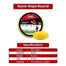 Balwaan Krishi Balwaan NRR-350 Yellow Brush Cutter Nylon Rope | Round Nylon Trimmer Line For Agricultural & Gardening Brush Cutters | Grass Cutting & Weed Clearing Accessory | MTAk-SP-BR-903