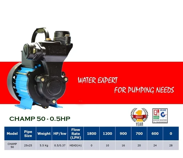 SHARP HYDRO PRODUCTS Sharp Verna CHAMP 100 (1 HP) Self Priming Water Pump | Clear Water Pump for Residential & Commercial Use | Sharp Hydro Products | Multicolor (Copy)