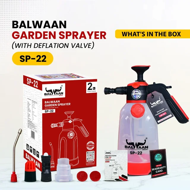 Balwaan Krishi Balwaan SP-22 3-in-1 Manual Garden Sprayer 2 Litre with Measuring Cap, Spray Nozzle, Extendable Spray Lance & Foam Spray Nozzle - MTAK-MA-SP-6936
