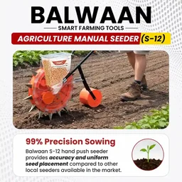 Balwaan Krishi Balwaan S-12 12-Tooth Hand Push Manual Seeder with 8.5cm Adjustable Sowing Depth & 10-Size Roller Set - MTAK-MA-HA-6001