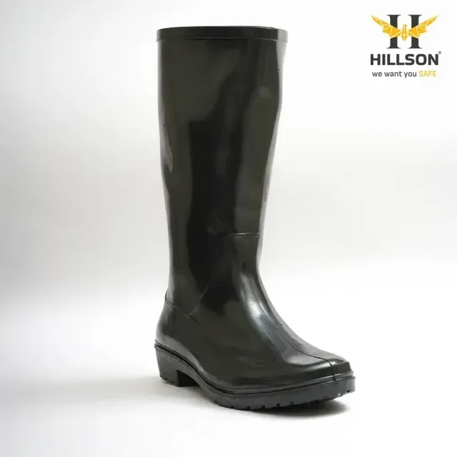 Hillson Shoes Hillson 101 Black Gumboot | 13 Inch PVC Safety Gumboots | Flexible & Durable | Industrial & Outdoor Use