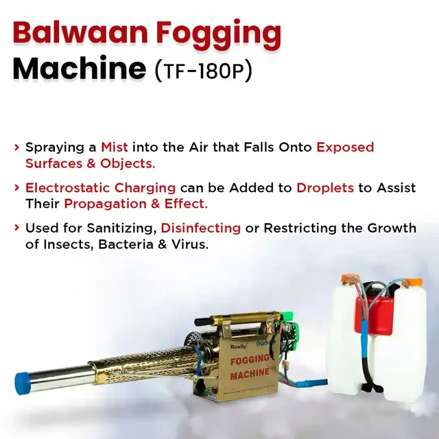 Balwaan Krishi Balwaan TF-180P Petrol Fogging Machine With Battery Start | Petrol-Powered Thermal Fogger With Lithium Battery | Portable Fogging Machine For Agricultural, Pest Control & Disinfection Applications | With Tool Kit, Safety Kit & User Manual | Mtak-En-Fo-6023