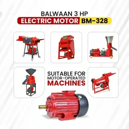 Balwaan Krishi Balwaan BM -328 3 Hp 2880 Rpm Single Phase Electric Motor | 220V 50Hz Motor With 100% Copper Winding | 6.9A Rated Current, 3-Pin Female Connector & High-Speed Motor For Agricultural, Industrial & Multi-Purpose Applications | Mtak-El-Mo-7072