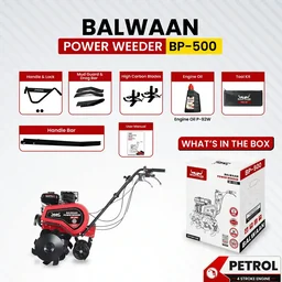 Balwaan Krishi Balwaan BP-500 Lightweight 7HP 4-Stroke Petrol Power Weeder & Tiller | Multi-Pulley Drive Technology (MPDT) with 24 Blades & Disc| MTAK-EN-PO-6031