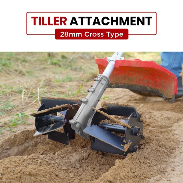 Balwaan Krishi Balwaan BTA-28 Cross Brush Cutter Tiller Attachment | 10" Guide Bar & Chain Cultivator Attachment For Agricultural & Gardening Brush Cutters | Soil Tilling & Weeding Accessory | MTAK-AC-BR-699