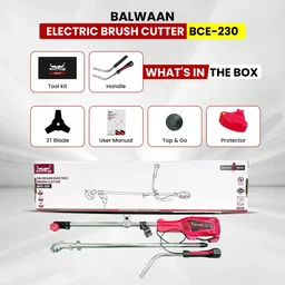 Balwaan Krishi Balwaan BCE-230 Electric Brush Cutter 1400W Motor with Bike Handle, Split Shaft, Trimmer Head for 2mm Nylon Rope, Belt & 7500 RPM - MTAK-EL-BR-7059