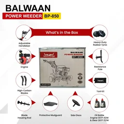 Balwaan Krishi Balwaan BP-850 5.5HP 4-Stroke Diesel Power Weeder & Tiller | Heavy-Duty Agricultural Cultivator with 32 Blades & Disc| MTAK-EN-PO-6006