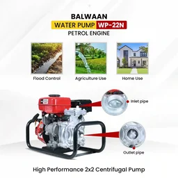 Balwaan Krishi Balwaan WP-22N Premium Monoblock Water Pump 2x2 Inch 87cc 4 Stroke Petrol Engine, Single Cylinder OHV Centrifugal Pumpset - MTAK-EN-WA-6935