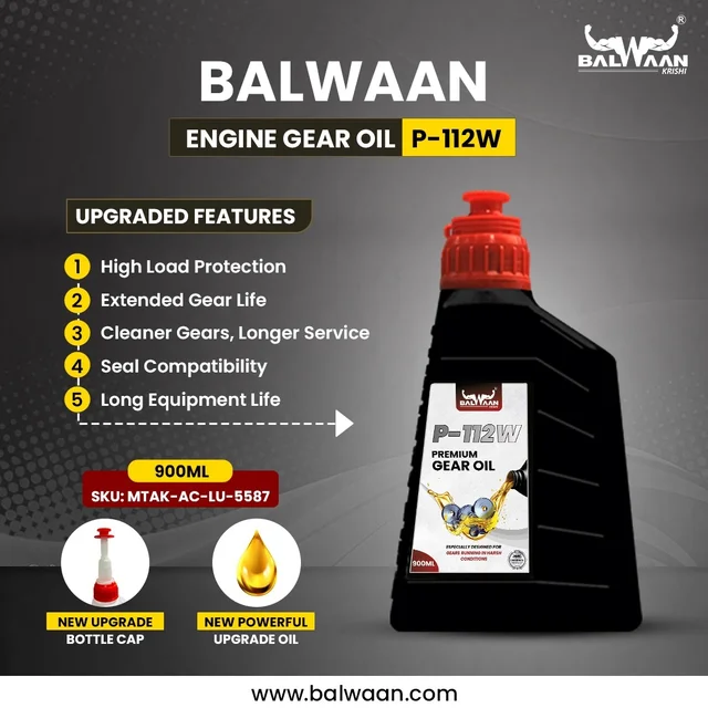 Balwaan Krishi Balwaan P-112W Gear Oil 900Ml | High Viscosity Synthetic Lubricant Oil For Agricultural Machines & Tiller Gearboxes | MTAK-AC-LU-7356