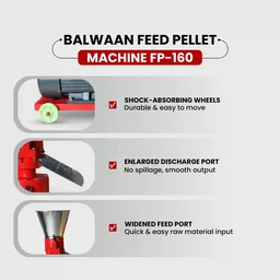 Balwaan Krishi Balwaan FP-160 Feed Pellet Machine With 5 HP Motor | 2800 Rpm Motor Operated Animal Feed Pellet Making Machine | Copper Winding Motor For Efficient Cattle, Poultry & Livestock Feed Pellet Production | Dairy & Agricultural Feed Pelletizer | Mtak-El-Po-6943