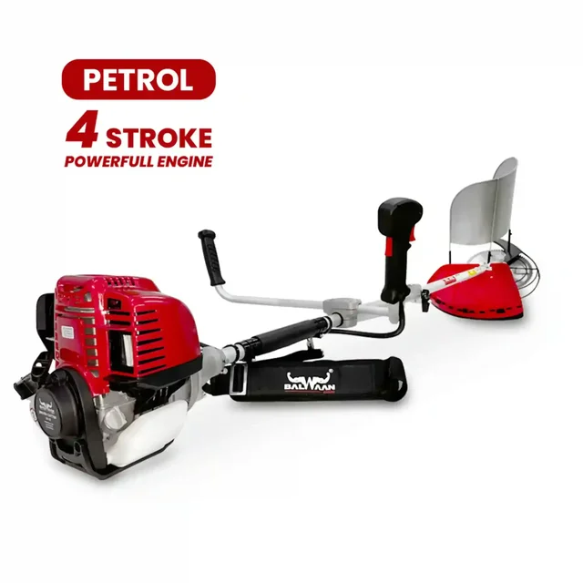 Balwaan Krishi Balwaan BX-35 Pro Side Pack Brush Cutter 35cc 4 Stroke Petrol Engine with 3T & 80T Blades, Trimmer Head, Nylon Rope, Double Shaft, Jacket Belt & Tool Kit - MTAK-EN-BR-6033