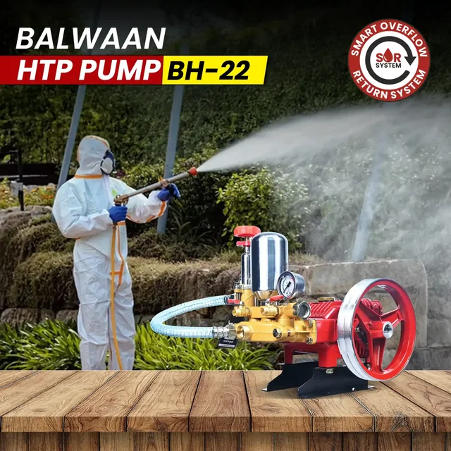 Balwaan Krishi Balwaan BH-22 HTP Pump 2 Mouth 1/4 with 190mm Aluminium Pulley, Wire Overflow Hose, Suction Hose, Accessories Bag & User Manual - MTAK-SP-HT-7045