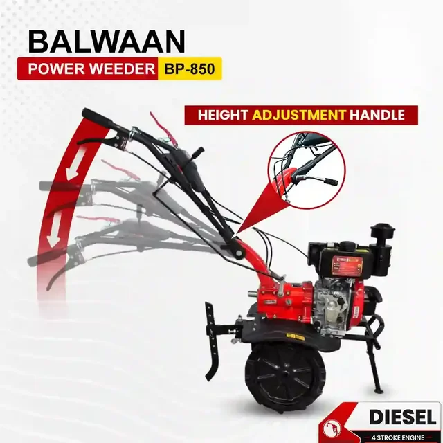 Balwaan Krishi Balwaan BP-850 5.5HP 4-Stroke Diesel Power Weeder & Tiller | Heavy-Duty Agricultural Cultivator with 32 Blades & Disc| MTAK-EN-PO-6006