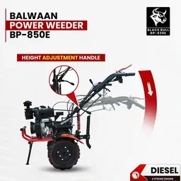 Balwaan Krishi Balwaan BP-850E Black Bull 5.5HP 4-Stroke Diesel Power Weeder & Tiller | Self-Start (SENS Battery), Mat Shocker & 32 Blades| MTAK-EN-PO-6007