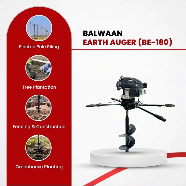 Balwaan Krishi Balwaan BE-180 2-Man Tree Planter 173cc 4 Stroke Petrol Engine with Professional Gearbox, Ultra Powerful Machine for Very Hard Soil & Tool Kit , Without Bit - MTAK-EN-EA-5569