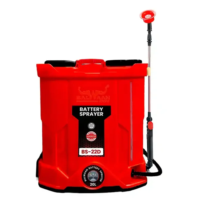 Balwaan Krishi Balwaan BS-22D Double Motor Battery Sprayer 20 Litre with 12x12 Battery, 4 Nozzles, 1+1 Extendable Lance, 45cm Spray Gun, Premium Shoulder Belt, Backrest Support & Delivery Pipe - MTAK-BA-SP-4859