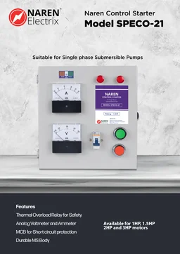 NAREN Electrix l Control Starters l Single phase sub pumps l Analog l SPECO21 - SKU - 47603881 - 1 HP