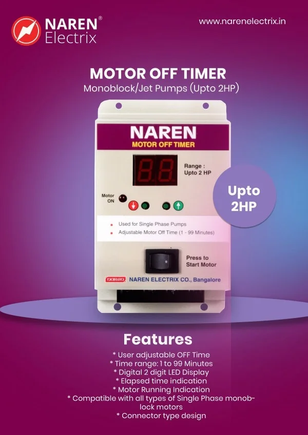 NAREN Electrix l Timers l Motor OFF Timer l Monoblock & Openwell l Motor OFF Timer - SKU - 47356854