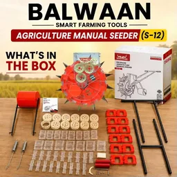 Balwaan Krishi Balwaan S-12 12-Tooth Hand Push Manual Seeder with 8.5cm Adjustable Sowing Depth & 10-Size Roller Set - MTAK-MA-HA-6001