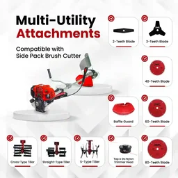 Balwaan Krishi Balwaan BX-50 Pro 50cc 4-Stroke Petrol Side Pack Brush Cutter | Double Shaft Lawn Mower with 3T, 80T Blades & Jacket Belt | MTAK-EN-BR-5387