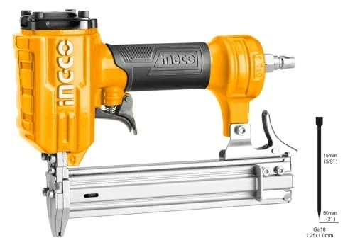 INGCO ABN10301 10-30mm Pneumatic Brad Nailer | 100-Piece Capacity | 18 Gauge GA18 | Safety Trigger | 60-100 PSI | Professional Air Nail Gun