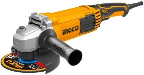INGCO AG150018 1500W Angle Grinder | 11000 RPM | 125mm Disc | M14 Spindle Thread | Auxiliary Handle | Extra Carbon Brushes