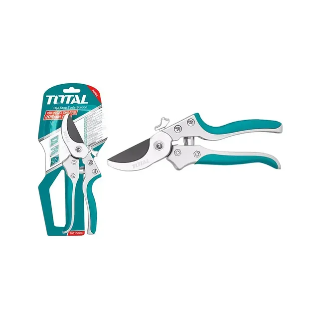 Total Tools TOTAL TOOLS 8" (205mm) Pruning Shear with High-Quality Blade, Heat-Treated Aluminum Handle, and Soft TPR Grip - THT15308
