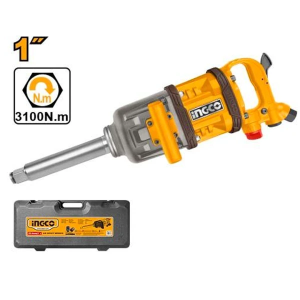 INGCO INGCO AIW11222 1 Inch Pneumatic Impact Wrench | 3100Nm Max Torque | 3600 RPM | 200mm Anvil | 45mm Bolt Capacity | Heavy Duty Air Impact Gun
