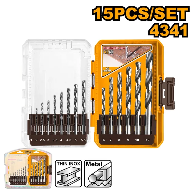 INGCO 15 Pcs HSS drill bit AKDL51506 is designed for practical, reliable performance in everyday workshop tasks.