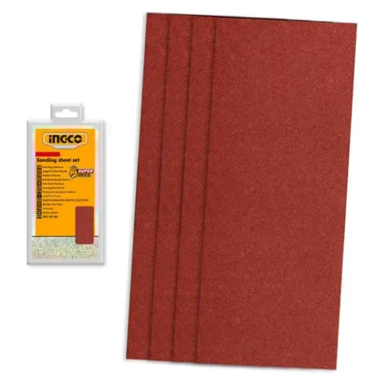 INGCO AKFS2401012 50-Piece Sanding Sheet Set | 90x231mm | P40-P180 Grit | Wood, Wall, Paint & Metal Sandpaper