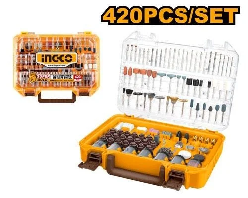 INGCO AKMG4208 420-Piece Mini Drill Accessories Set | Sanding, Polishing, Cutting & Grinding Accessories