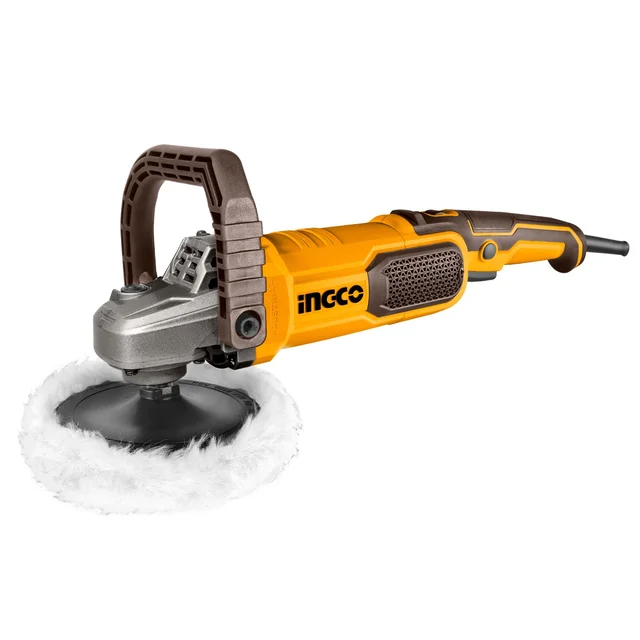 INGCO AP140016 1400W Electric Polisher | 1500-3600 RPM Variable Speed | 180mm Polishing Pad | M14 Spindle | D-Handle | Aluminum Gear Box
