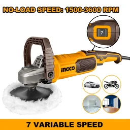 INGCO AP140016 1400W Electric Polisher | 1500-3600 RPM Variable Speed | 180mm Polishing Pad | M14 Spindle | D-Handle | Aluminum Gear Box