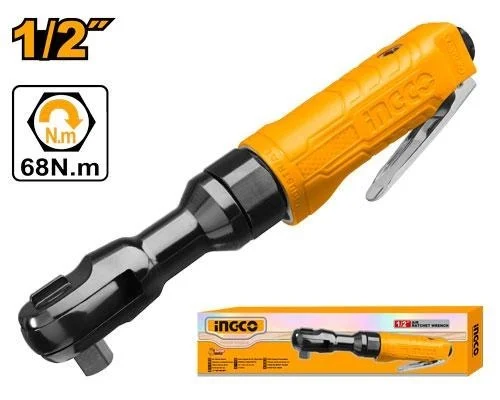 INGCO ARW121 1/2 Inch Pneumatic Ratchet Wrench | 68Nm Max Torque | 160 RPM | 13mm Bolt Capacity | Front Exhaust | Air Impact Ratchet Tool