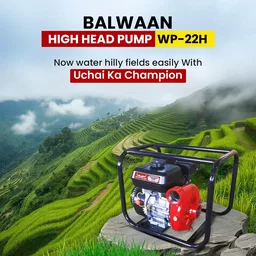 Balwaan Krishi Balwaan WP-22H High Head Water Pump 2x2 Inch 4 Stroke Petrol Engine with Oil Alert, Strong Frame, Tool Kit & User Manual - MTAK-EN-WA-6068