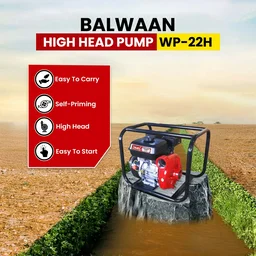 Balwaan Krishi Balwaan WP-22H High Head Water Pump 2x2 Inch 4 Stroke Petrol Engine with Oil Alert, Strong Frame, Tool Kit & User Manual - MTAK-EN-WA-6068