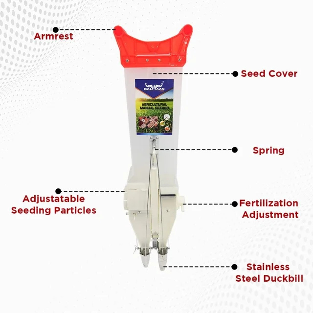 Balwaan Krishi Balwaan S-2 Double Barrel Manual Seed Cum Fertilizer Seeder with 6-Size Roller Set for Precision Sowing - MTAK-MA-HA-5310