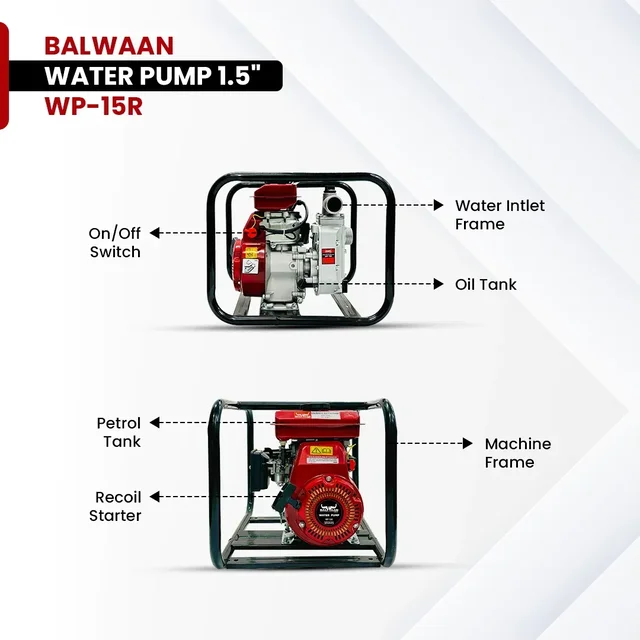 Balwaan Krishi Balwaan WP-15R Water Pump 1.5x1.5 Inch 4 Stroke Petrol Engine with Tool Kit & User Manual - MTAK-EN-WA-5678