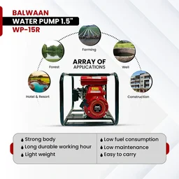 Balwaan Krishi Balwaan WP-15R Water Pump 1.5x1.5 Inch 4 Stroke Petrol Engine with Tool Kit & User Manual - MTAK-EN-WA-5678