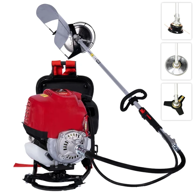Balwaan Krishi Balwaan BX-35B Backpack Brush Cutter 35cc 4 Stroke Petrol Engine with 3T & 40T Blades, Trimmer Head, Nylon Rope Bundle, Baffle Guard & Tool Kit - MTAK-EN-BR-697