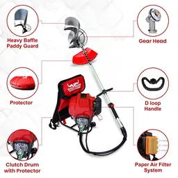 Balwaan Krishi Balwaan BX-50B 50cc 4-Stroke Petrol Backpack Brush Cutter | Portable Agricultural Grass Cutter with 3T, 40T Blades & Safety Glass| MTAK-EN-BR-5388