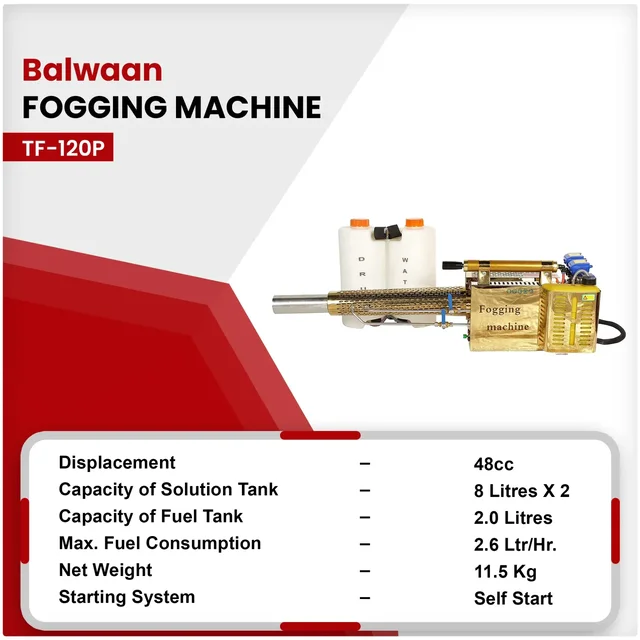 Balwaan Krishi Balwaan TF-120P Petrol Fogging Machine With Battery Start | Petrol-Powered Thermal Fogger With Lithium Battery | Portable Fogging Machine For Agricultural, Pest Control & Disinfection Applications | With Tool Kit, Safety Kit & User Manual | Mtak-En-Fo-6022