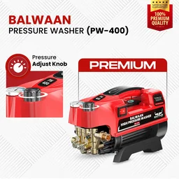 Balwaan Krishi Balwaan PW-400 Pressure Washer 1800W Electric Motor with Adjustable Brass Pump, Straight & Bend Lances, 1L Foam Bottle, 26 Feet High-Pressure Pipe, 10 Feet Suction Pipe & 4m Power Cord - MTAK-EL-PR-6036