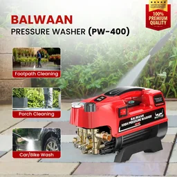 Balwaan Krishi Balwaan PW-400 Pressure Washer 1800W Electric Motor with Adjustable Brass Pump, Straight & Bend Lances, 1L Foam Bottle, 26 Feet High-Pressure Pipe, 10 Feet Suction Pipe & 4m Power Cord - MTAK-EL-PR-6036