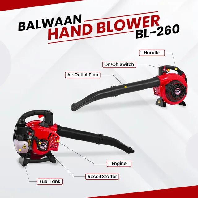 Balwaan Krishi Balwaan BL-260 Handheld Petrol Blower 26cc 2 Stroke Engine for Light-Duty Work with Tool Kit & User Manual - MTAK-EN-BL-6016