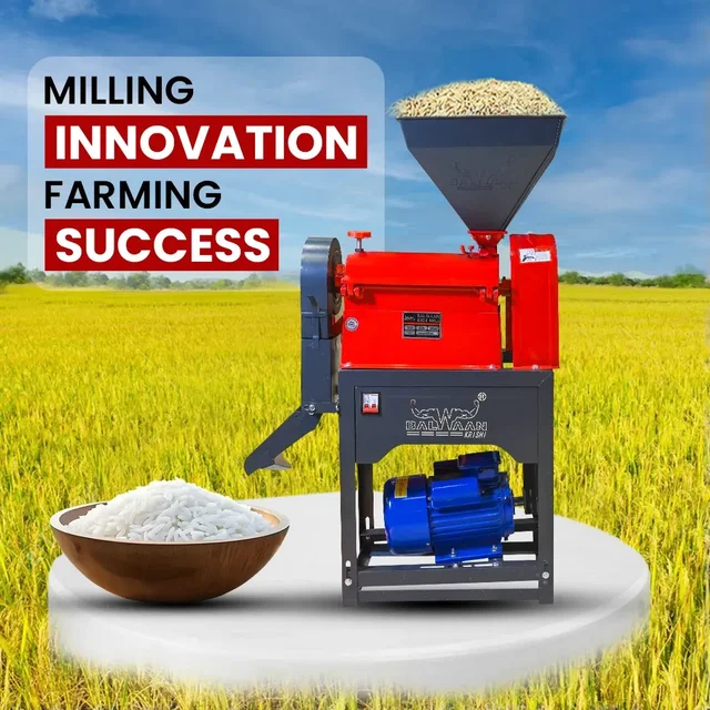 Balwaan Krishi Balwaan RM-300 Rice Mill Ci Model With 3 Hp Motor | 2800 Rpm Motor Operated Rice Huller & Paddy Milling Machine | Copper Winding Motor With Trip Switch For Efficient Rice Processing | Agricultural Rice Mill With User Manual | Mtak-El-Po-6065