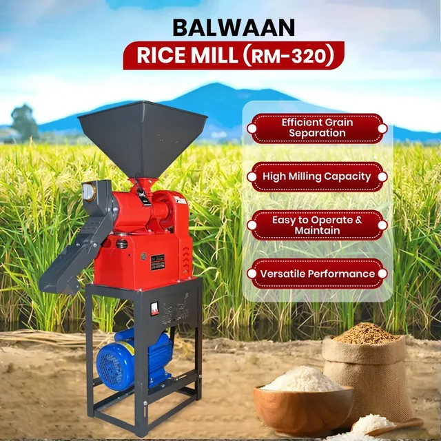 Balwaan Krishi Balwaan RM-320 New Model Rice Mill With 3 Hp Motor | 2800 Rpm Motor Operated Rice Huller & Paddy Milling Machine | Copper Winding Motor With Trip Switch & Flow Adjuster | Efficient Agricultural Rice Processing Machine With User Manual | Mtak-El-Po-6066